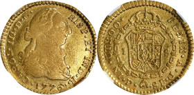 COLOMBIA. Escudo, 1776-P SF. Popayan Mint. Charles III. NGC EF-40.
Fr-42; KM-48.2; Cal-1419; Restrepo-54.8. Warmly toned in a blend of honey-rose and...