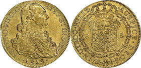 COLOMBIA. 8 Escudos, 1813-NR JF. Santa Fe de Nuevo Reino (Bogota) Mint. Ferdinand VII. PCGS MS-61.
Fr-60; KM-66.1; Cal-1845; Restrepo-127.15. PCGS po...