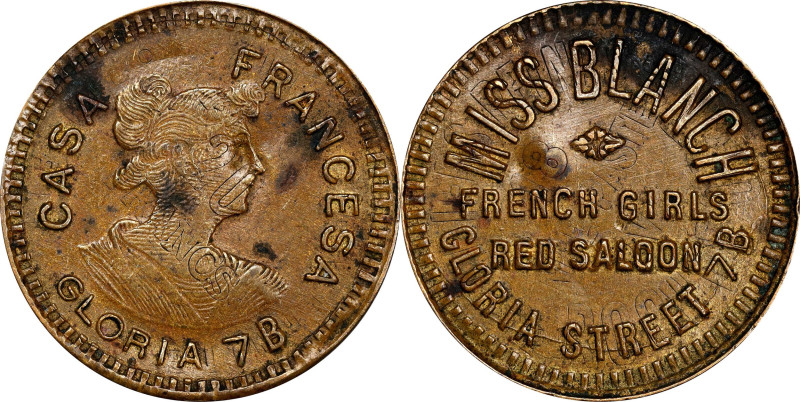 CUBA. Casa Francesa Copper Token, ND (ca. Late 19th Century). VERY FINE.
Obvers...