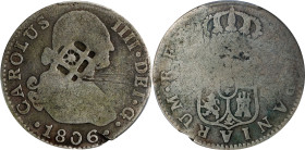 CUBA. Cuba - Spain. 2 Reales, ND (1841). Isabel II. PCGS Genuine--Scratch, Good Details.
KM-2. Countermark: Lattice with sun in center. Issued by dec...