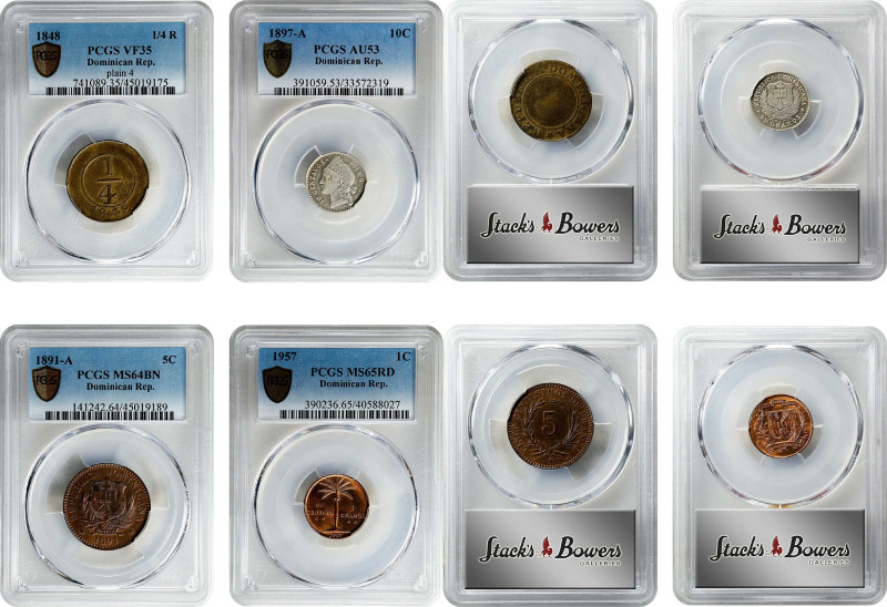 DOMINICAN REPUBLIC. Quartet of Mixed Denominations (4 Pieces), 1848-1957. All PC...
