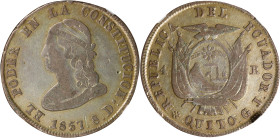 ECUADOR. 4 Reales, 1857-QUITO GJ. Quito Mint. NGC EF Details--Cleaned.
KM-37. Evidently subjected to cleaning in the past, but nonetheless desirable ...