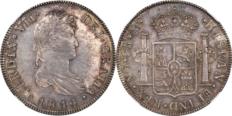 GUATEMALA. 8 Reales, 1814-NG M. Nueva Guatemala Mint. Ferdinand VII. NGC AU-58....