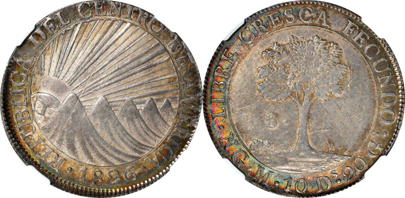 GUATEMALA. Central American Republic. 8 Reales, 1826-NG M. Nueva Guatemala Mint....