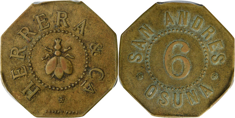 GUATEMALA. San Andres Osuna. Herrera and Chacon. Plantation 6 Reales Token, ND (...