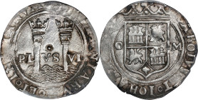 MEXICO. Cob Real, ND (1554-56)- Mo O. Mexico City Mint. Carlos & Johanna. PCGS Genuine--Environmental Damage, EF Details.
KM-9; Cal-75. An enchanting...