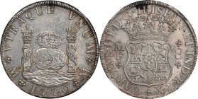 MEXICO. 8 Reales, 1770-Mo MF. Mexico City Mint. Charles III. NGC Unc Details--Cleaned.
KM-105; Cal-1099; FC-49; Gil-M-8-50; Yonaka-M8-70. Silver whit...
