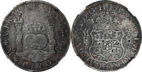MEXICO. 8 Reales, 1770-Mo MF. Mexico City Mint. Charles III. NGC VF Details--Chopmarked.
KM-105; Cal-1099; Yonaka-M8-70. A darkly toned crown from ne...