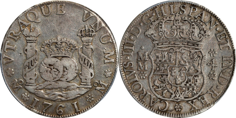 MEXICO. 4 Reales, 1761-Mo MM. Mexico City Mint. Charles III. PCGS VF-30.
KM-96;...