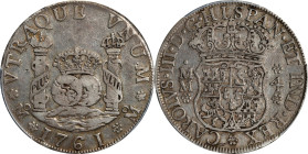 MEXICO. 4 Reales, 1761-Mo MM. Mexico City Mint. Charles III. PCGS VF-30.
KM-96; Cal-872. Variety with cross between "I" and "S". Warmly patinated in ...