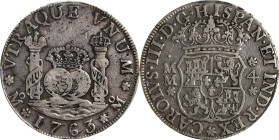 MEXICO. 4 Reales, 1763/1-Mo MM. Mexico City Mint. Charles III. PCGS VF-20.
KM-96; Cal-874. Dove gray and bright charcoal patina are quite appealing a...