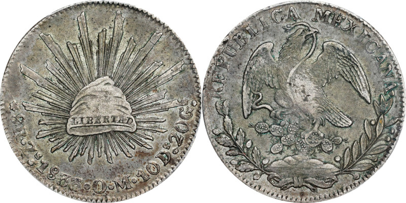 MEXICO. 8 Reales, 1833-Zs OM. Zacatecas Mint. PCGS EF-40.
KM-377.13; DP-Zs13. E...