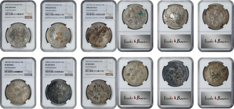 MEXICO. Sextet of 8 Chopmarked Reales (6 Pieces), 1873-91. All NGC Certified.
1...