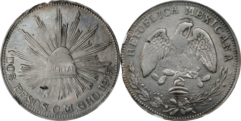 MEXICO. Guerrero. Campo Morado. 2 Pesos, 1915-CM GRO. NGC AU Details--Cleaned.
...