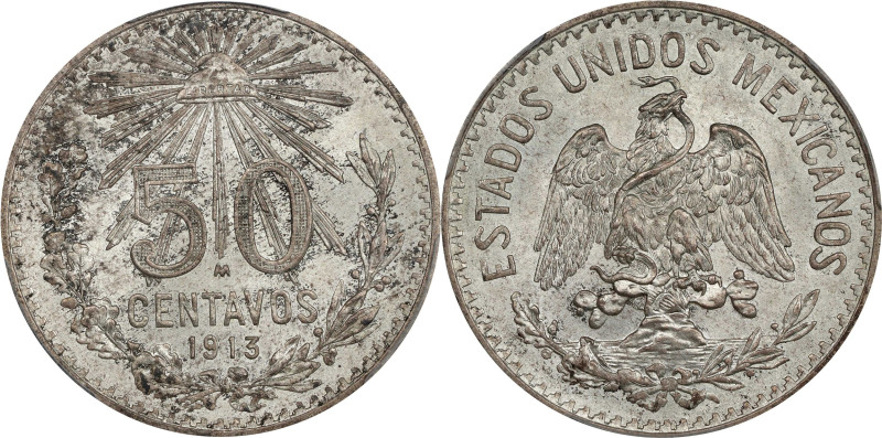 MEXICO. 50 Centavos, 1913-M. Mexico City Mint. PCGS MS-66.
KM-445. A beautiful ...