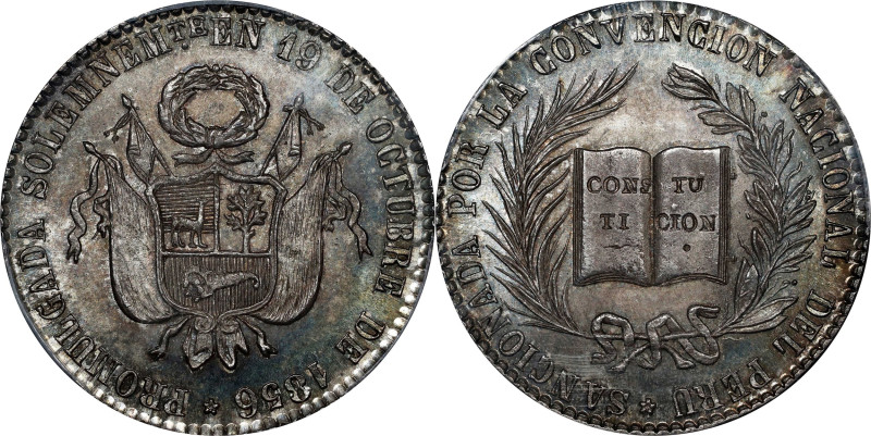 PERU. National Constitutional Convention Silver Proclamation Medal, 1856. PCGS M...