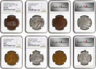 URUGUAY. Quartet of Medals (4 Pieces), 1903-24. All NGC Certified.
1) Bronze National Agriculture Expo Medal, 1901. NGC MS-63 Brown. By Moreau. Diame...