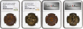 URUGUAY. Duo of Medals (2 Pieces), 1881 & 1923. Both NGC Certified.
1) Bronze Joaquin Suarez Centenary Medal, 1881-Dated. NGC MS-62 Brown. Diameter: ...