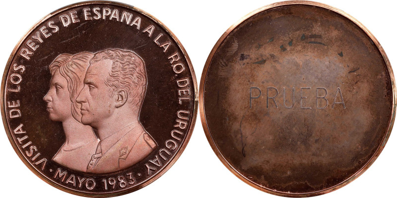 URUGUAY. Copper 2000 Nuevos Pesos Pattern, 1983. PCGS SPECIMEN-67 Red.
KMX-TS7....