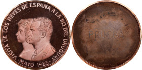 URUGUAY. Copper 2000 Nuevos Pesos Pattern, 1983. PCGS SPECIMEN-67 Red.
KMX-TS7. Diameter: 50.5mm. A uniface trial strike of the 1983 2000 Nuevo Peso ...