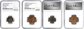VENEZUELA. Duo of Copper Denominations (2 Pieces), 1843 & 1858. Both NGC Certified.
1) 1843 1/4 Centavo. NGC UNC Detailed, Cleaned. KM-Y-1. 2) 1858-H...