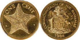 BAHAMAS. Cent, 1984. London Mint. PCGS SPECIMEN-63.
KM-59. Delightful surfaces verge on prooflike contrast with mirrored fields and softly frosted de...