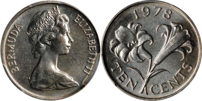 BERMUDA. Cent, 1978. London Mint. Elizabeth II. PCGS SPECIMEN-67.
KM-17. An ent...