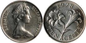 BERMUDA. Cent, 1978. London Mint. Elizabeth II. PCGS SPECIMEN-67.
KM-17. An enticing Superb Gem with superior striking quality and immaculate preserv...