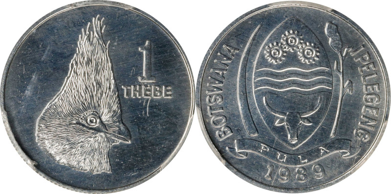 BOTSWANA. Thebe, 1989. Llantrisant Mint. PCGS SPECIMEN-67.
KM-3. Dished with li...