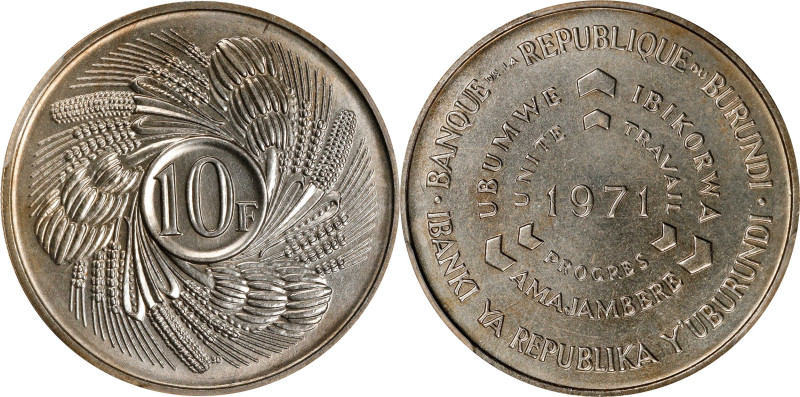 BURUNDI. 10 Francs, 1971. London or Llantrisant Mint. PCGS SPECIMEN-67.
KM-17. ...