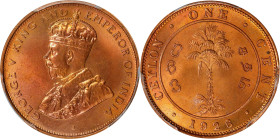CEYLON. Cent, 1926. London Mint. George V. PCGS SPECIMEN-65 Red.
KM-107. Amber and reddish copper coloration enhance eye appeal across tantalizingly ...