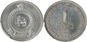 CEYLON. Cent, 1965. Llantrisant Mint. Elizabeth II. PCGS SPECIMEN-67.
KM-127. Pearly white surfaces showcase an electric brilliance when waved under ...
