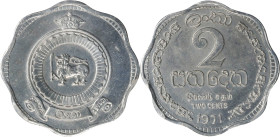 CEYLON. 2 Cents, 1971. London or Llantrisant Mint. PCGS SPECIMEN-66.
KM-128. A delightful brilliance verges on full prooflike quality, endowing this ...