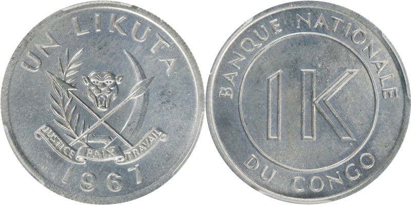CONGO. Likuta, 1967. Birmingham (Kings Norton) Mint. PCGS SPECIMEN-67.
KM-8. Un...