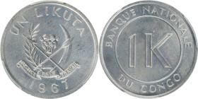 CONGO. Likuta, 1967. Birmingham (Kings Norton) Mint. PCGS SPECIMEN-67.
KM-8. Unlike our Proof offering, this Specimen Likuta exhibits consistent sati...
