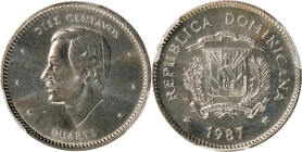 DOMINICAN REPUBLIC. 10 Centavos, 1987. Llantrisant Mint. PCGS SPECIMEN-64.
KM-60. A delightful near Gem with clear Specimen quality evident due to hi...