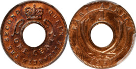 EAST AFRICA. Cent, 1957-KN. Birmingham (Kings Norton) Mint. Elizabeth II. PCGS SPECIMEN-65 Red Brown.
KM-35. Plenty of mint red remains along with br...