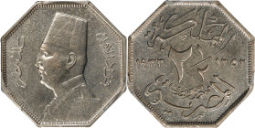 EGYPT. 2-1/2 Milliemes, AH 1352/1933. London Mint. Fuad I. PCGS SPECIMEN-63.
KM-356. Quite an appealing and satiny example from this unusual octagona...