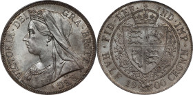 GREAT BRITAIN. 1/2 Crown, 1900. London Mint. Victoria. PCGS MS-65.
S-3938; KM-782. An enchanting Gem with smoky gray tone and generous luster through...