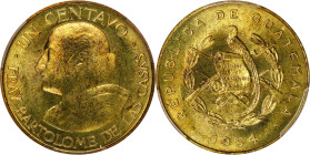 GUATEMALA. Centavo, 1954. Birmingham (Kings Norton) Mint. PCGS SPECIMEN-65.
KM-259. Resplendent with Gem luster and amber surfaces that demonstrate a...