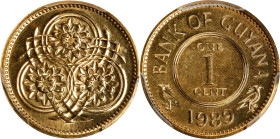 GUYANA. Cent, 1989. Llantrisant Mint. PCGS SPECIMEN-66.
KM-31. Quite an impressive Gem with brilliant surfaces presenting substantial luster from all...