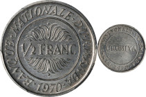 RWANDA. 1/2 Franc, 1970. London or Llantrisant Mint. PCGS SPECIMEN-65.
KM-9. Bright satiny surfaces are smooth and wholly Gem, unobstructed by any ma...