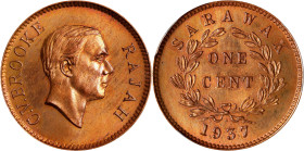 SARAWAK. Cent, 1937-H. Birmingham (Heaton) Mint. Charles V. Brooke. PCGS SPECIMEN-65 Red.
KM-18. A glowing reddish-orange and pinkish-rose Gem to rep...
