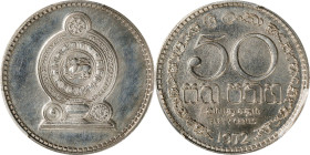 SRI LANKA. 50 Cents, 1972. London or Llantrisant Mint. PCGS SPECIMEN-67.
KM-135.1. Superb Gem surfaces exhibit a flat, uniform brilliance, uninterrup...