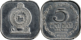 SRI LANKA. 5 Cents, 1988. Llantrisant Mint. PCGS SPECIMEN-67.
KM-139A. White, flashy surfaces exhibit even satin luster and Superb Gem technical qual...