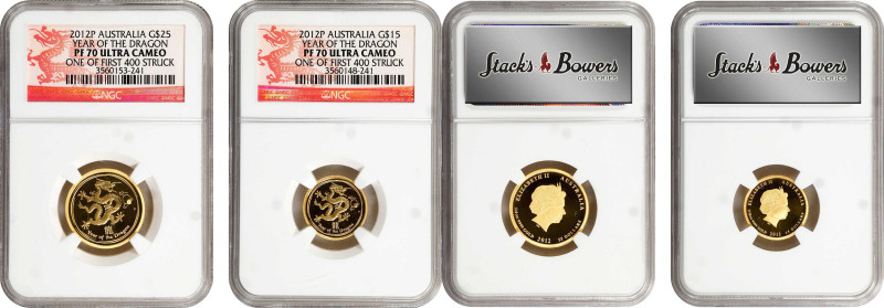 AUSTRALIA. Duo of Proof Gold Issues (2 Pieces), 2012-P. Lunar Series, Year of th...