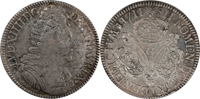 FRANCE. Ecu, 1711-G. Poitiers Mint. Louis XIV. NGC VF-30.
Dav-1324; KM-386.6. W...