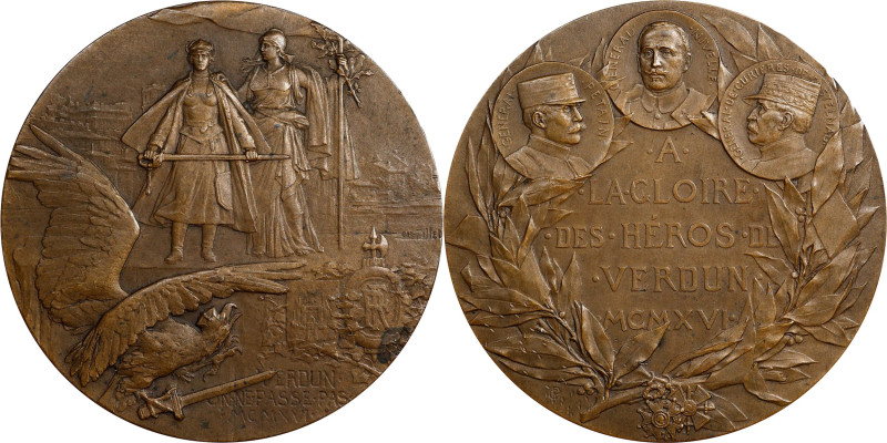 FRANCE. To the Glorious Heroes of Verdun Bronze Medal, "1916" (ca. 1917). Paris ...