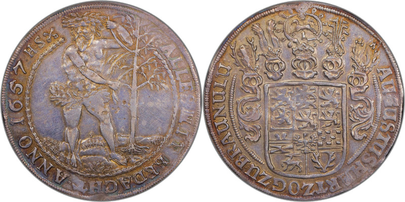 GERMANY. Brunswick-Luneburg: Wolfenbuttel. Taler, 1657-HS. Zellerfeld Mint. Augu...