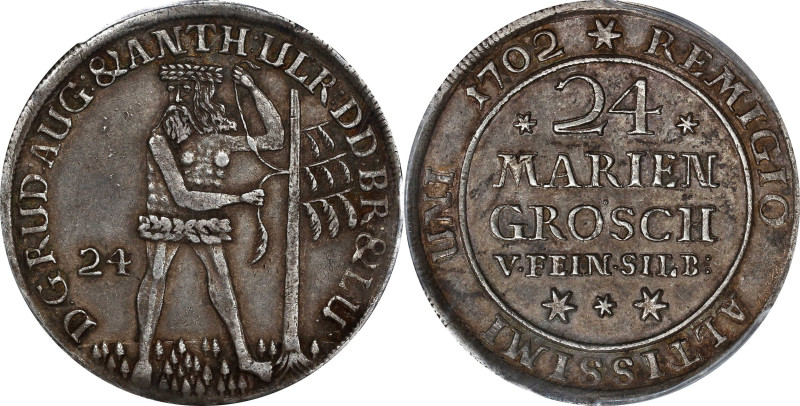 GERMANY. Brunswick-Luneburg: Brunswick. 24 Mariengroschen (2/3 Taler), 1702. Zel...